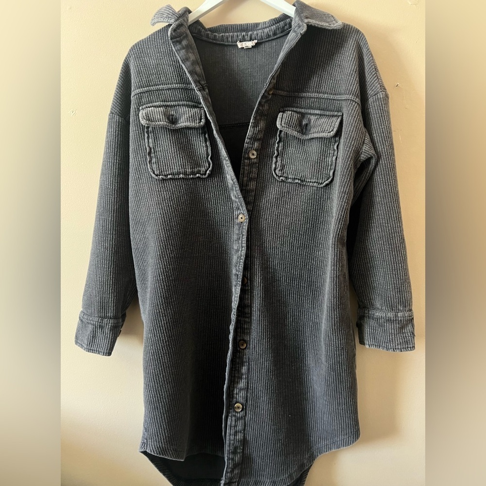 Anthropology Pilcro Charcoal Black Corduroy Shacket